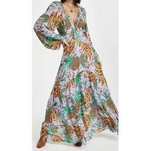FARM Rio Tropical Pineapple Long Sleeve Dress